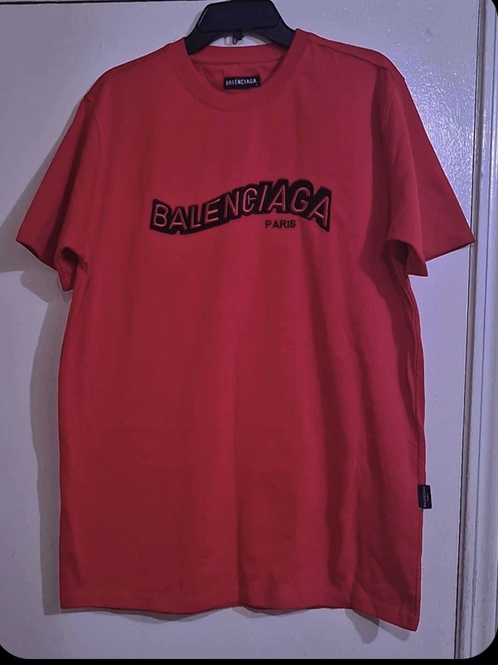 Balenciaga Red Logo Short Sleeve Men's T-Shirt